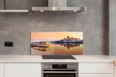 Szklany Panel Statek o Zachodzie Słońca