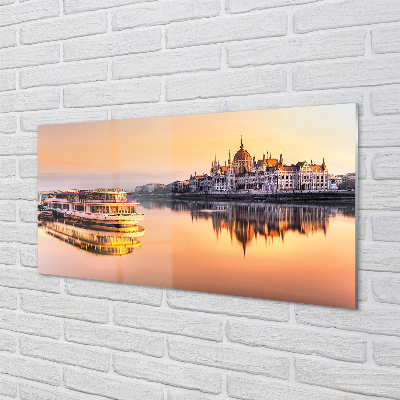 Szklany Panel Statek o Zachodzie Słońca