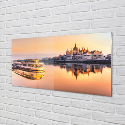 Szklany Panel Statek o Zachodzie Słońca