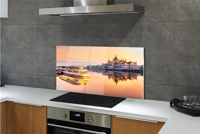 Szklany Panel Statek o Zachodzie Słońca