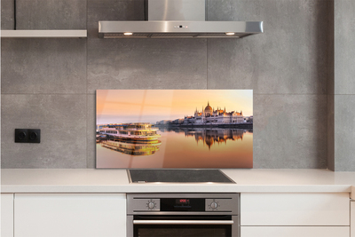 Szklany Panel Statek o Zachodzie Słońca