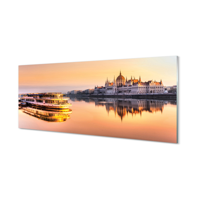 Szklany Panel Statek o Zachodzie Słońca