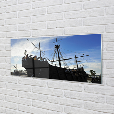 Szklany Panel Sylwetka Statku pod Niebem