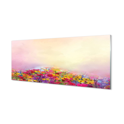 Szklany Panel Obraz kwiaty niebo