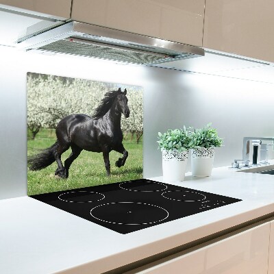 Deska kuchenna Czarny koń kwiaty