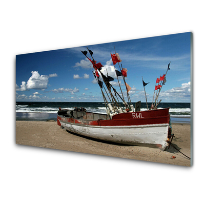 Obraz Akrylowy Morze Plaża Łódka Krajobraz