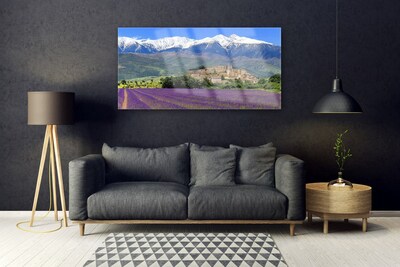Obraz Akrylowy Łąka Kwiaty Góry Krajobraz