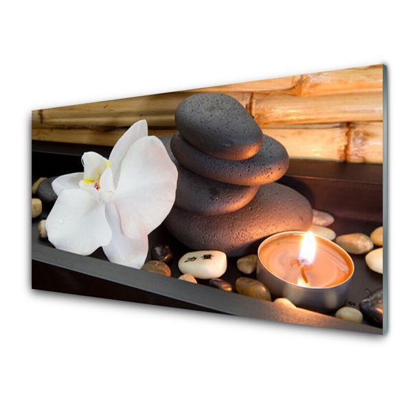 Obraz Akrylowy Spa Świeczki Orchidea