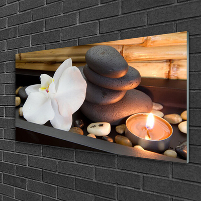 Obraz Akrylowy Spa Świeczki Orchidea