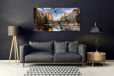 Obraz Akrylowy Góra Las Jezioro Natura