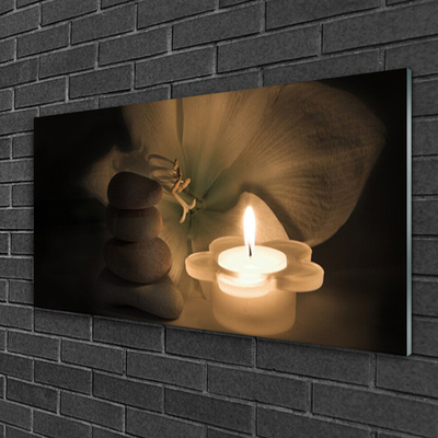 Obraz Akrylowy Świeczka Kamienie Spa