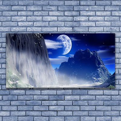 Obraz Akrylowy Góry Noc Księżyc Krajobraz