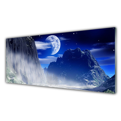 Obraz Akrylowy Góry Noc Księżyc Krajobraz