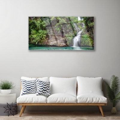 Obraz Akrylowy Wodospad Skała Natura