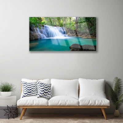 Obraz Akrylowy Wodospad Jezioro Las Natura
