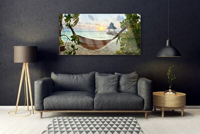 Obraz Akrylowy Plaża Hamak Morze Krajobraz
