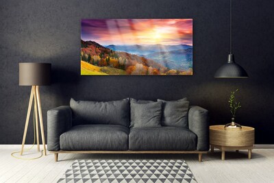 Obraz Akrylowy Góra Las Słonce Krajobraz