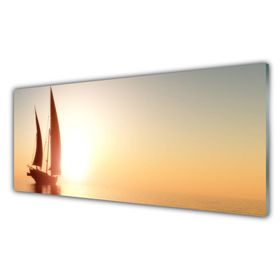 Obraz Akrylowy Łódka Morze Słońce Krajobraz