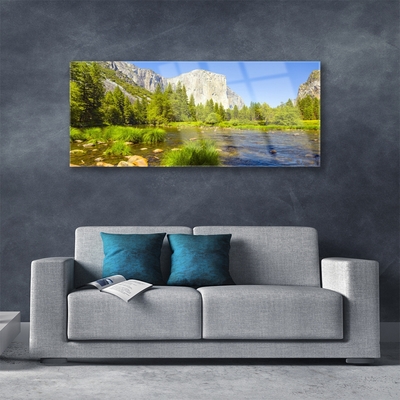 Obraz Akrylowy Jezioro Góra Las Przyroda