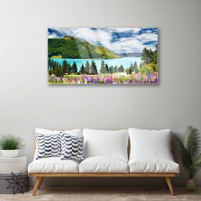 Obraz Akrylowy Góra Las Jezioro Krajobraz
