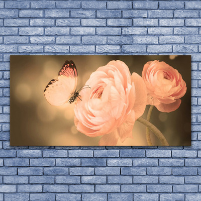 Obraz Akrylowy Motyl Róże Przyroda