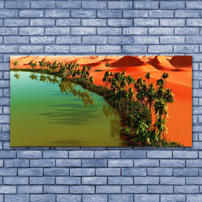 Obraz Akrylowy Jezioro Pustynia Palmy