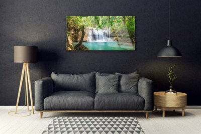 Obraz Akrylowy Wodospad Jezioro Las Natura
