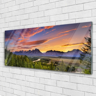 Obraz Akrylowy Góra Las Słońce Natura