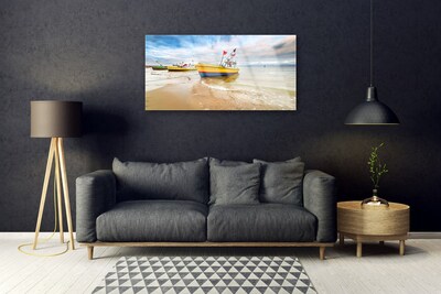 Obraz Akrylowy Łódki Plaża Morze Krajobraz