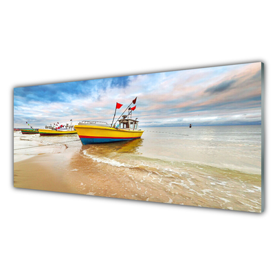 Obraz Akrylowy Łódki Plaża Morze Krajobraz