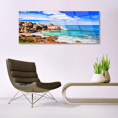 Obraz Akrylowy Plaża Skały Morze Krajobraz