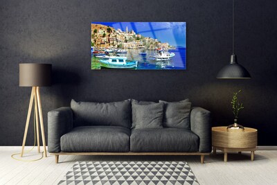 Obraz Akrylowy Łódki Miasto Morze Krajobraz