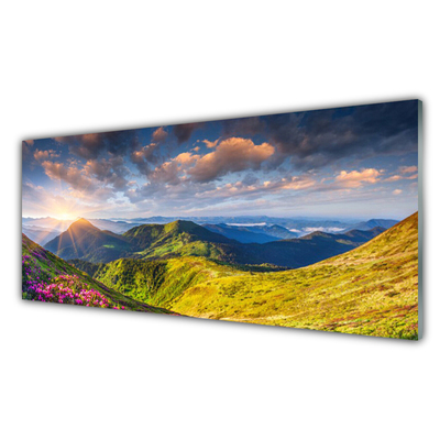 Obraz Akrylowy Góry Słońce Łąka Krajobraz