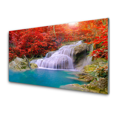 Obraz Akrylowy Jesienny Wodospad Las