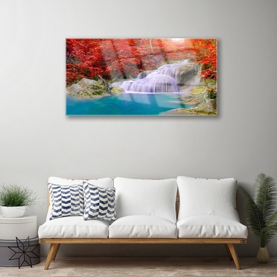 Obraz Akrylowy Jesienny Wodospad Las