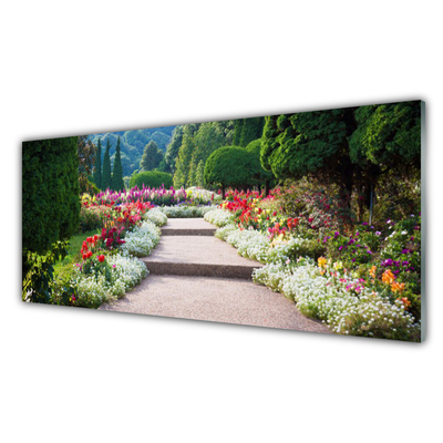 Obraz Akrylowy Park Kwiaty Schody Ogród