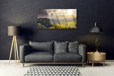 Obraz Akrylowy Góry Łąka Zachód Słońca