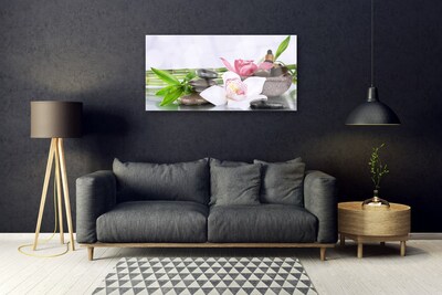 Obraz Akrylowy Storczyk Kwiaty Bambus