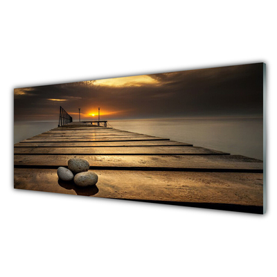 Obraz Akrylowy Morze Molo Zachód Słońca