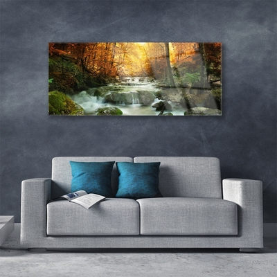 Obraz Akrylowy Wodospad Natura Las Jesień
