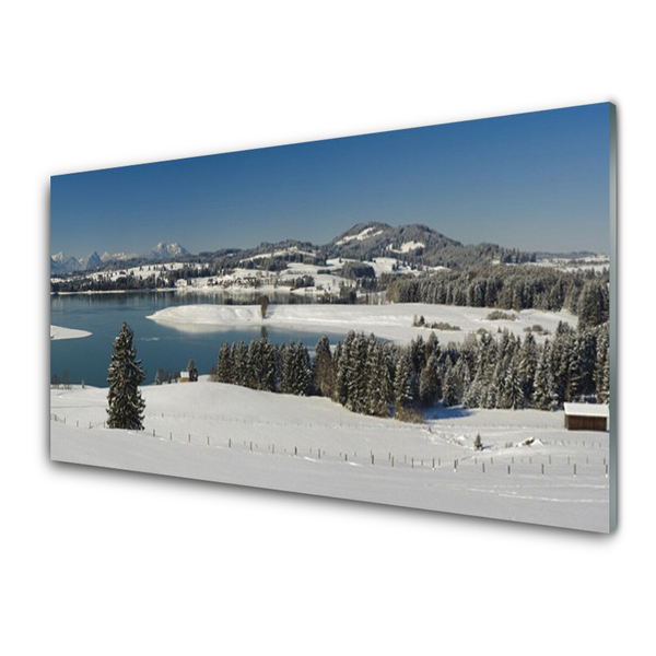 Obraz Akrylowy Jezioro Śnieg Kraina Góry