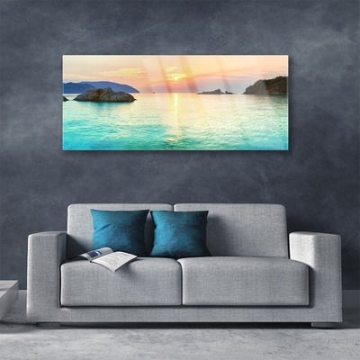 Obraz Akrylowy Słońce Skały Morze Krajobraz