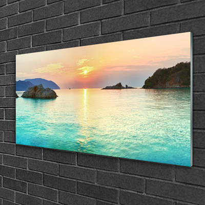Obraz Akrylowy Słońce Skały Morze Krajobraz