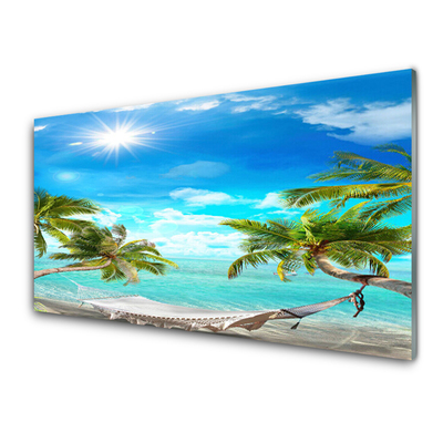 Obraz Akrylowy Palmy Tropikalne Hamak Plaża
