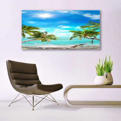 Obraz Akrylowy Palmy Tropikalne Hamak Plaża