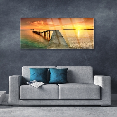Obraz Akrylowy Morze Słońce Most Krajobraz