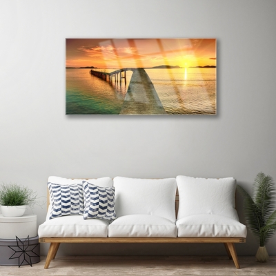 Obraz Akrylowy Morze Słońce Most Krajobraz