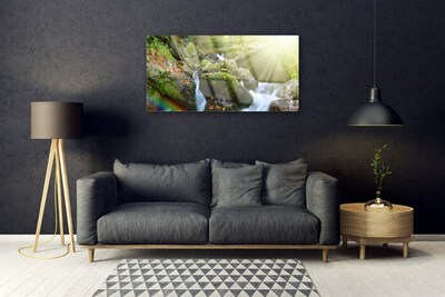 Obraz Akrylowy Wodospad Tęcza Natura Potok