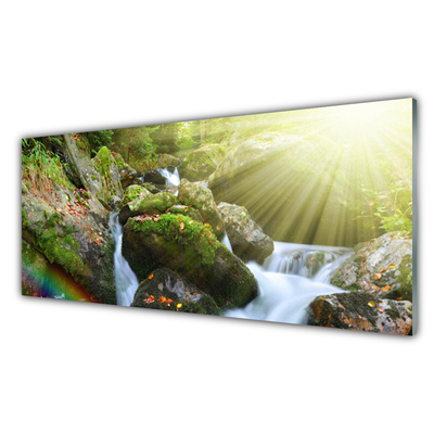 Obraz Akrylowy Wodospad Tęcza Natura Potok
