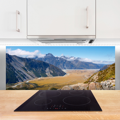 Szkło do Kuchni na Ścianę Malowniczy Pejzaż Górskiej Doliny
